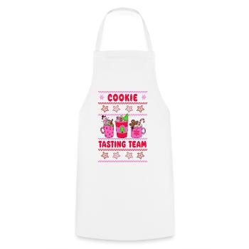 Cookie Tasting Team - Christmas neon pink - Cooking Apron - white - Front - AI Model Male 185 dark (185cm)