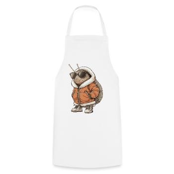 Schnecke Cool Winter - Kochschürze - Weiß - Vorne - AI Model Male 185 dark (185cm)