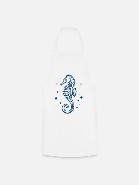 blaues Seepferdchen T-shirt Geschenk - Kochschürze - Weiß