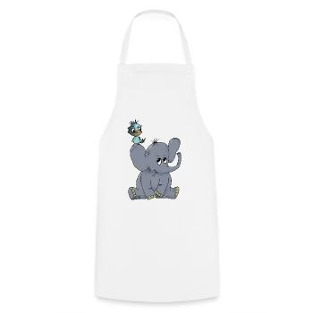 Elefant_mit_Vogel - Tablier de cuisine - blanc - Devant - AI Model Male 185 dark (185cm)