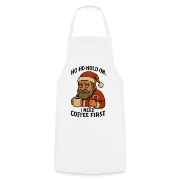 Christmas Santa Coffee First - Cooking Apron - white - Front - AI Model Male 185 dark (185cm)