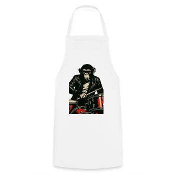 Chimp Drummer in Leather Jacket - Cooking Apron - white - Front - AI Model Male 185 dark (185cm)
