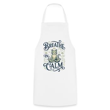 Meditating cat at rest - Cooking Apron - white - Front - AI Model Male 185 dark (185cm)