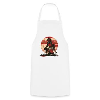 Regard de bataille des Samouraïs Rouges, Ronin - Tablier de cuisine - blanc - Devant - AI Model Male 185 dark (185cm)