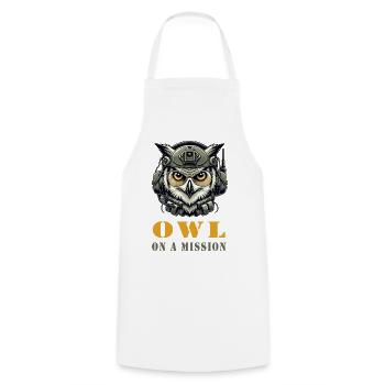 Owl on a mission - Cooking Apron - white - Front - AI Model Male 185 dark (185cm)