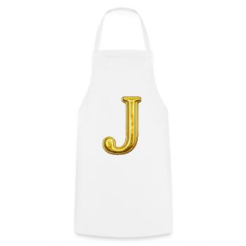 Golden J Letter - Cooking Apron - white - Front - AI Model Male 185 dark (185cm)