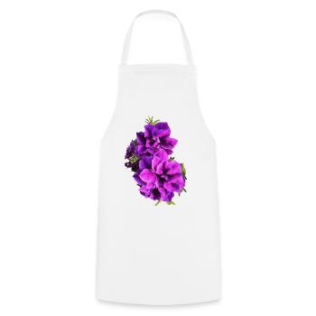 Purple Petunias – floral print - Cooking Apron - white - Front - AI Model Male 185 dark (185cm)