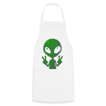 Pixel Alien Peace Sign - Cooking Apron - white - Front - AI Model Male 185 dark (185cm)
