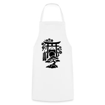 Silhouette du Japon - Tablier de cuisine - blanc - Devant - AI Model Male 185 dark (185cm)