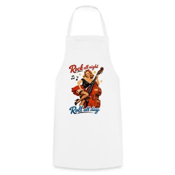 T-shirt rétro Pin-Up Double Bass Rockabilly - Tablier de cuisine - blanc - Devant - AI Model Male 185 dark (185cm)