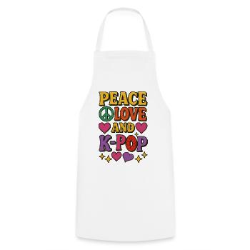 T-shirt rétro Peace Love K-Pop - Tablier de cuisine - blanc - Devant - AI Model Male 185 dark (185cm)