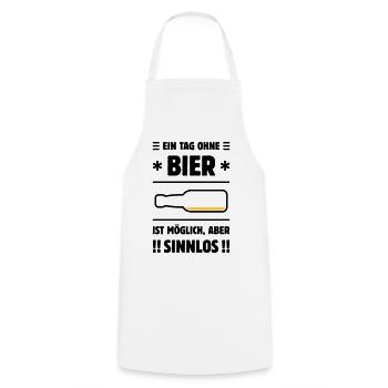 Ein Tag Ohne Bier Ist Möglich, Aber Sinnlos! POS2C - Kochschürze - Weiß - Vorne - AI Model Male 185 dark (185cm)