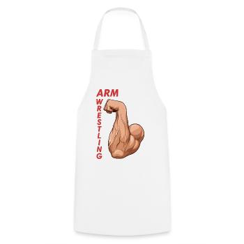 Arm Wrestling Power Arm - Cooking Apron - white - Front - AI Model Male 185 dark (185cm)