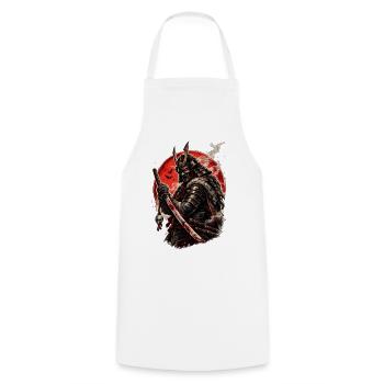 Blood Moon Samurai Warrior - Cooking Apron - white - Front - AI Model Male 185 dark (185cm)