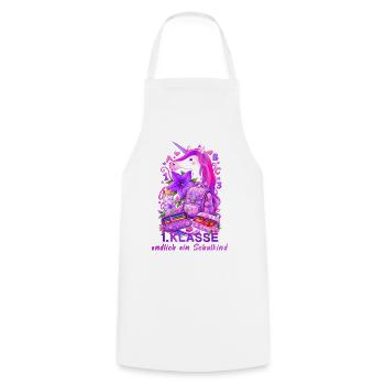 Einhorn Schulstart Rosa 1. Klasse Schulkind - Kochschürze - Weiß - Vorne - AI Model Male 185 dark (185cm)