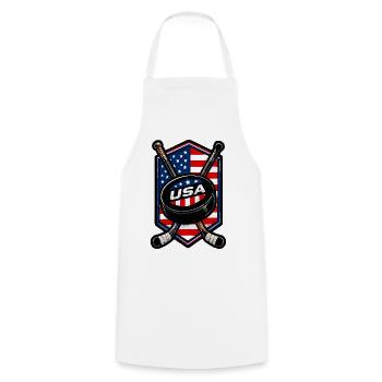 USA Eishockey Flaggen Schild - Kochschürze - Weiß - Vorne - AI Model Male 185 dark (185cm)