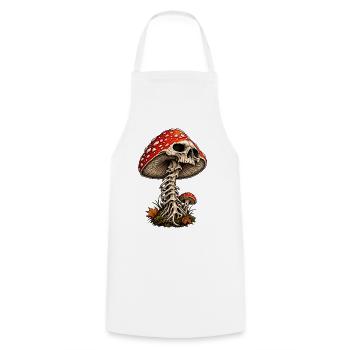 Pilz Totenkopf Gothic Design - Kochschürze - Weiß - Vorne - AI Model Male 185 dark (185cm)