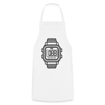Digitale Armbanduhr - Kochschürze - Weiß - Vorne - AI Model Male 185 dark (185cm)