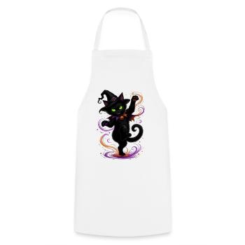 Halloween black cat dancing - Kochschürze - Weiß - Vorne - AI Model Male 185 dark (185cm)