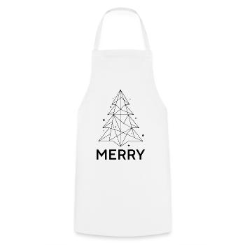 MERRY Chrismas - Weihnachtsbaum Minimalistisch - Kochschürze - Weiß - Vorne - AI Model Male 185 dark (185cm)