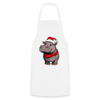 Nilpferde Weihnachten / Weihnachtsmann Hippo - Kochschürze - Weiß - Vorne - AI Model Male 185 dark (185cm)
