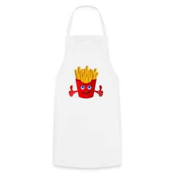 Happy Fries (Pommes) - Kochschürze - Weiß - Vorne - AI Model Male 185 dark (185cm)