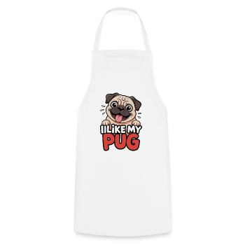 I like my Pug Dog Love - Cooking Apron - white - Front - AI Model Male 185 dark (185cm)