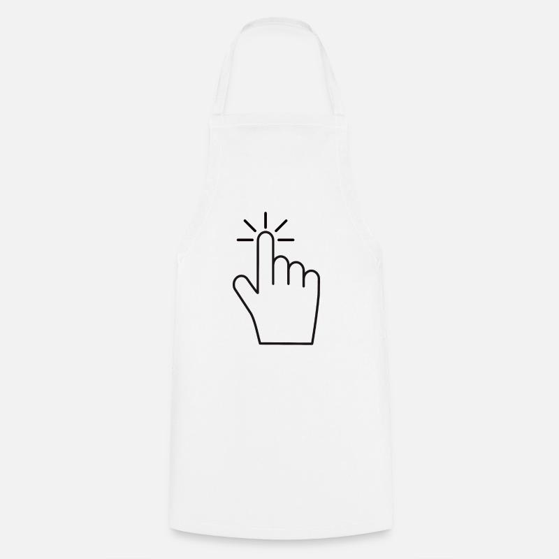 Click Here - Index Finger Click Icon - Cooking Apron - white
