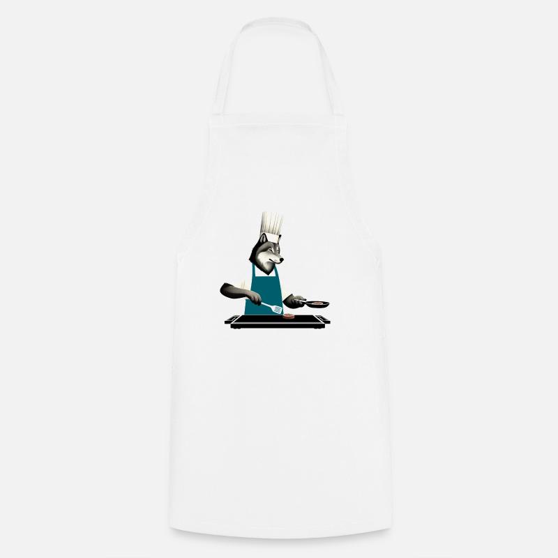 Grill master Wolf - Cooking Apron - white