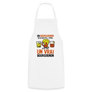 bourguignon apero boit pas vrai alcool b - Tablier de cuisine - blanc - Devant - AI Model Male 185 dark (185cm)