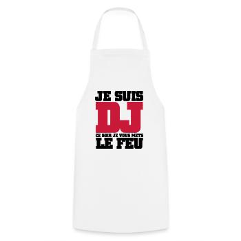 Je Suis DJ ce soir je vous mets le feu - Tablier de cuisine - blanc - Devant - AI Model Male 185 dark (185cm)