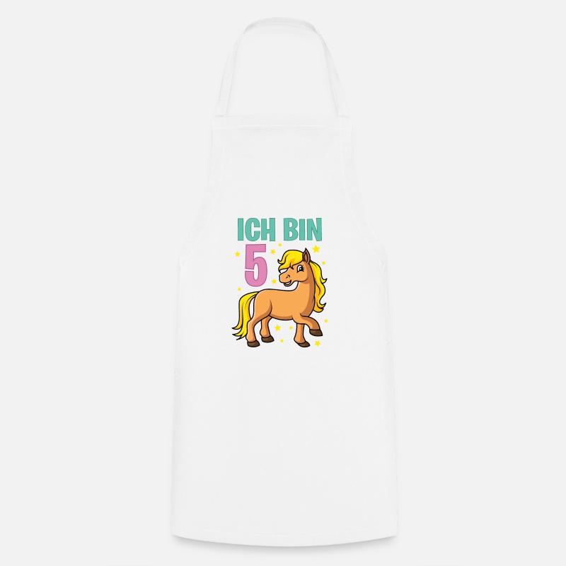 Kinder Geburtstagsshirt Pferd 5 Geburtstag Mädchen - Kochschürze - Weiß