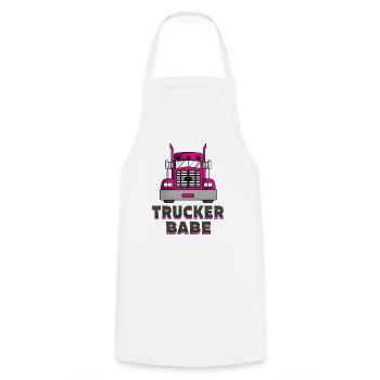 Trucker babe - Cooking Apron - white - Front - AI Model Male 185 dark (185cm)