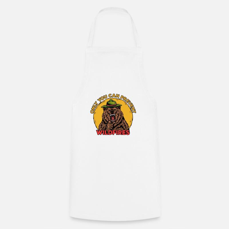 Prevent Wildfires Bear Shirt - Cooking Apron - white