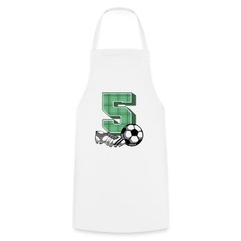 5th birthday football boys 5 years footballer - Cooking Apron - white - Front - AI Model Male 185 dark (185cm)