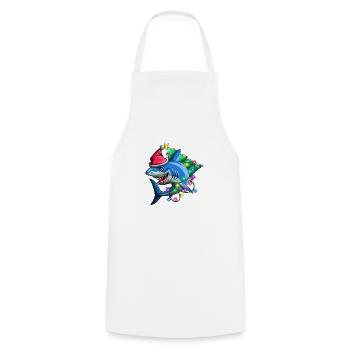 Merry Sharkmas Funny Santa Shark Christmas Lights - Cooking Apron - white - Front - AI Model Male 185 dark (185cm)