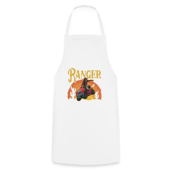 The Lawn Ranger Rides Again Funny Lawn Tractor Mow - Cooking Apron - white - Front - AI Model Male 185 dark (185cm)