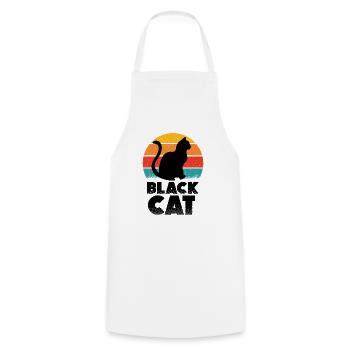 Schwarze Katze - Kochschürze - Weiß - Vorne - AI Model Male 185 dark (185cm)