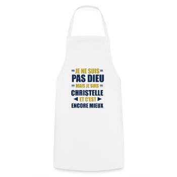 Cadeau femme pour christelle - Tablier de cuisine - blanc - Devant - AI Model Male 185 dark (185cm)