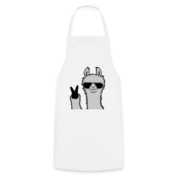 Cool Lama No Drama Llama Peace Sunglasses - Cooking Apron - white - Front - AI Model Male 185 dark (185cm)