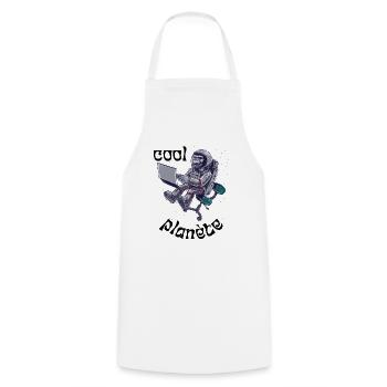 cool planet t-shirt gift man woman humor - Cooking Apron - white - Front - AI Model Male 185 dark (185cm)