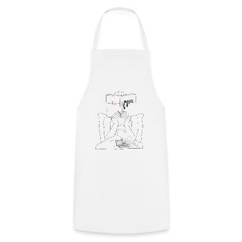 I love books, coffee and cats - Cooking Apron - white - Front - AI Model Male 185 dark (185cm)