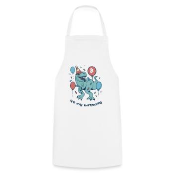 Its my Birthday Dino - Cooking Apron - white - Front - AI Model Male 185 dark (185cm)