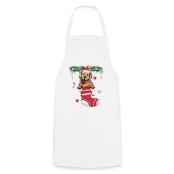 Drôle de Noël - Mignon chien Golden Retriever à Christma - Tablier de cuisine - blanc - Devant - AI Model Male 185 dark (185cm)
