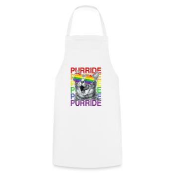 Cute Cat Gay Pride Month Rainbow Flag Sunglasses - Cooking Apron - white - Front - AI Model Male 185 dark (185cm)