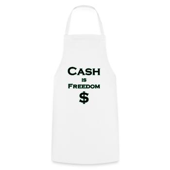 L’argent comptant est FREEDOM $ - noir avec bordure verte - Tablier de cuisine - blanc - Devant - AI Model Male 185 dark (185cm)