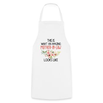 This What An Amazing Mother in law Looks Like - Cooking Apron - white - Front - AI Model Male 185 dark (185cm)