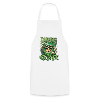 MARIHUANA 420 CANNABIS WEED HANF SMOKER DESIGN - Kochschürze - Weiß - Vorne - AI Model Male 185 dark (185cm)