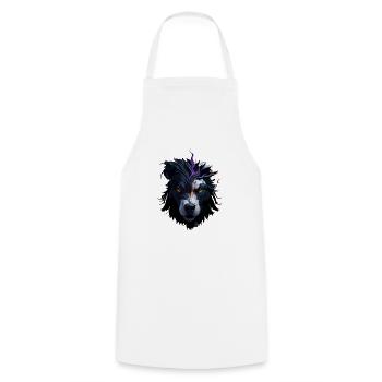 HUNDE DESIGN SPLASH ART I HUNDELIEBHABER - Kochschürze - Weiß - Vorne - AI Model Male 185 dark (185cm)