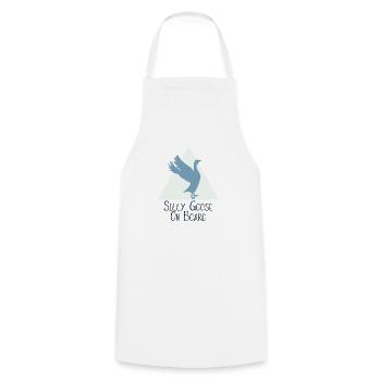 Oie idiote à bord - Tablier de cuisine - blanc - Devant - AI Model Male 185 dark (185cm)